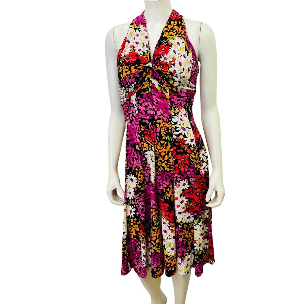 Jones New York Womens Floral Halter Dress Multicolor Size S